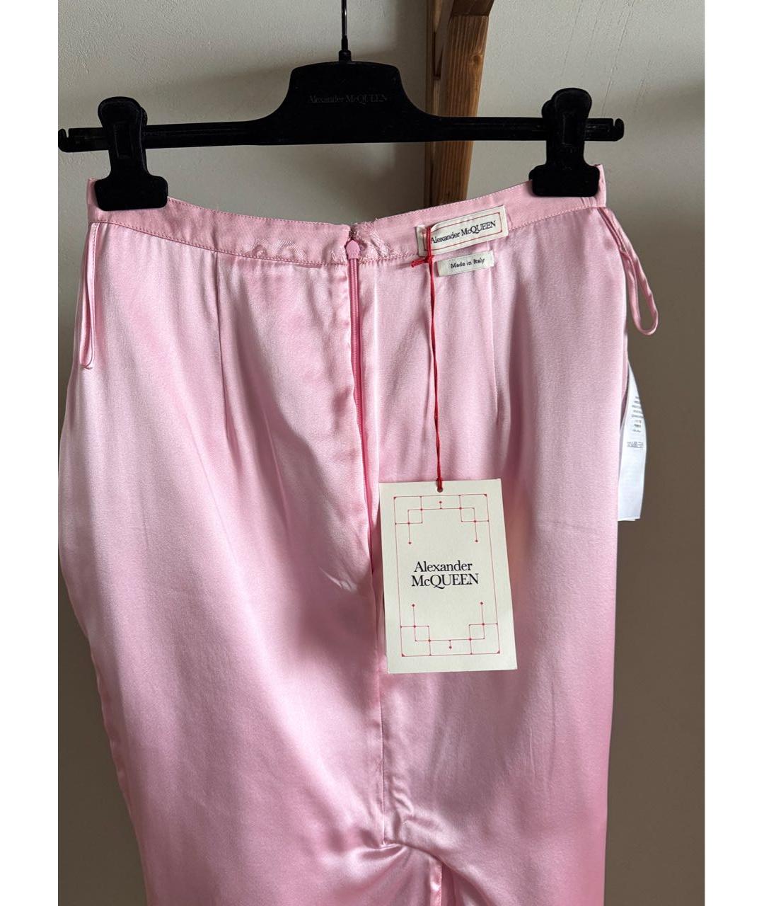 ALEXANDER MCQUEEN Розовая шелковая юбка миди, фото 3