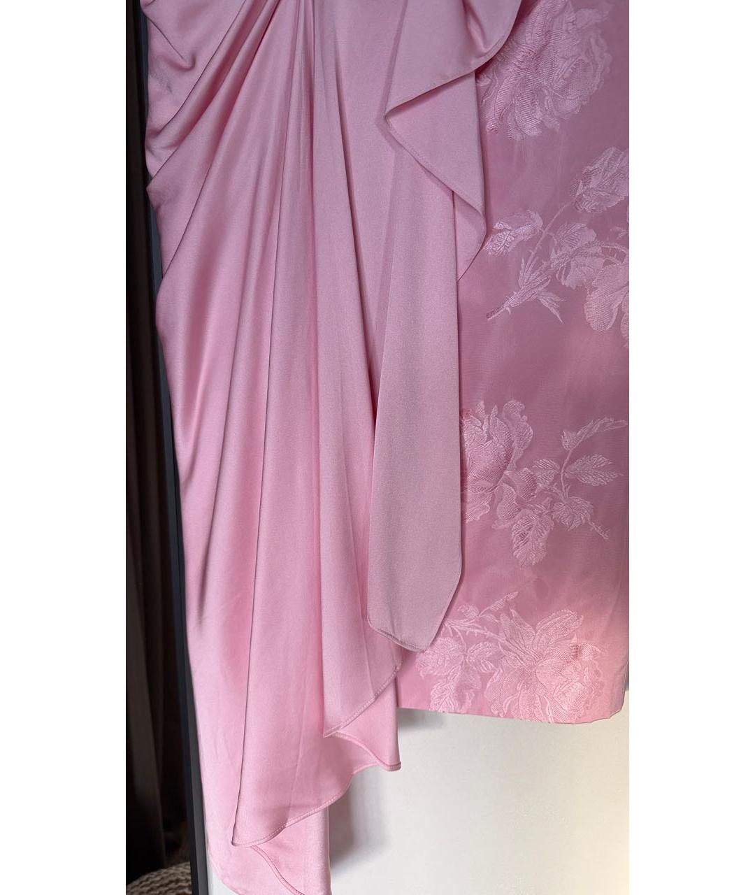 ALEXANDER MCQUEEN Розовая шелковая юбка миди, фото 4