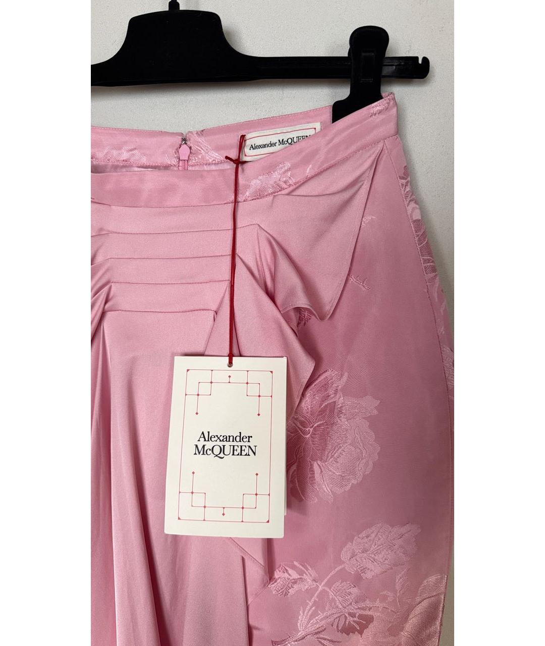 ALEXANDER MCQUEEN Розовая шелковая юбка миди, фото 5