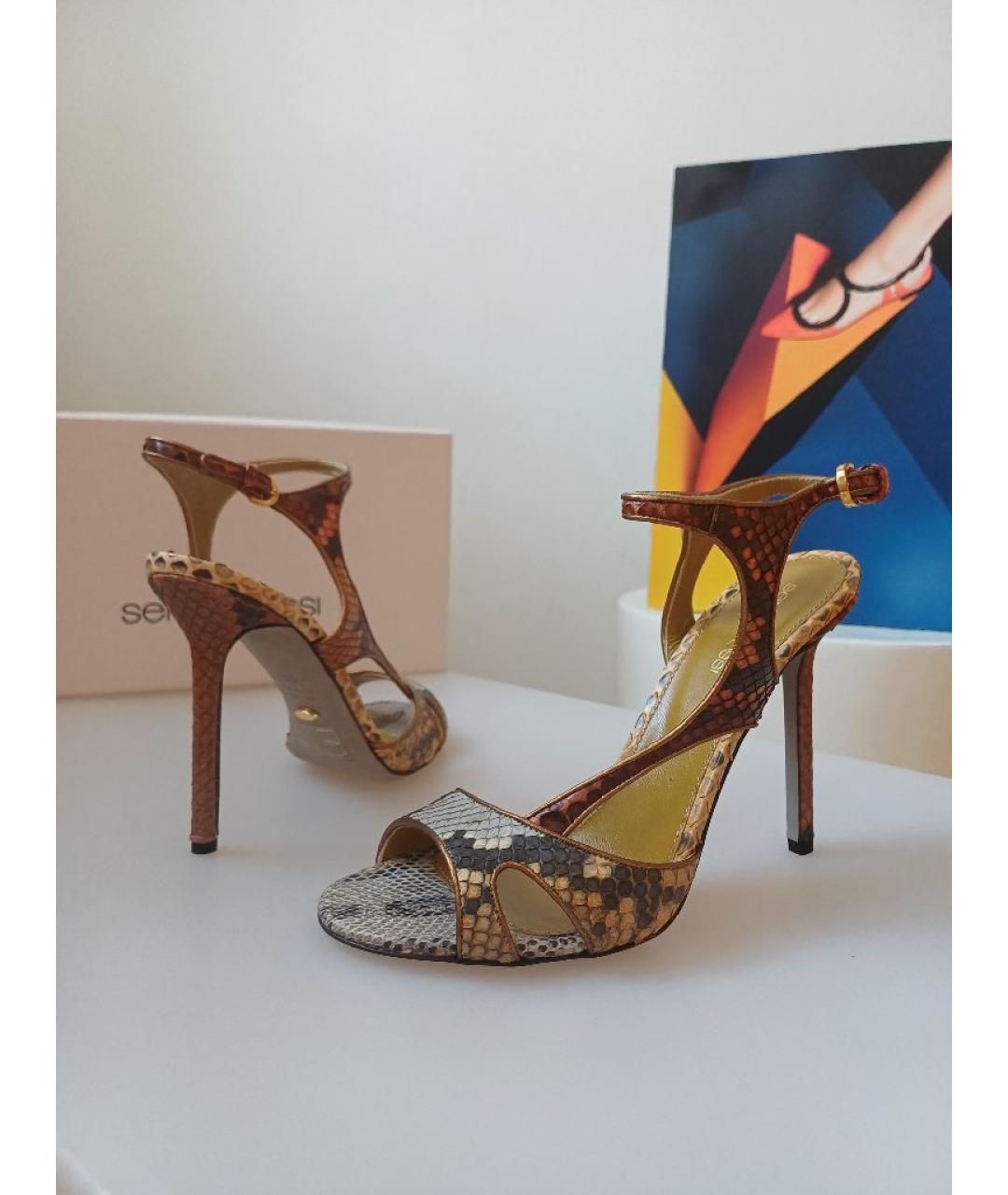 SERGIO ROSSI Мульти кожаные босоножки, фото 5