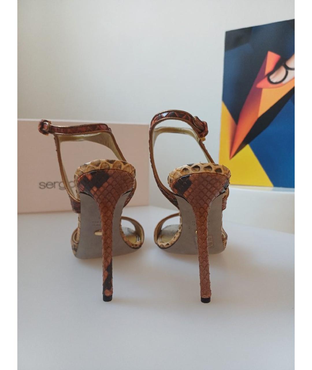 SERGIO ROSSI Мульти кожаные босоножки, фото 8