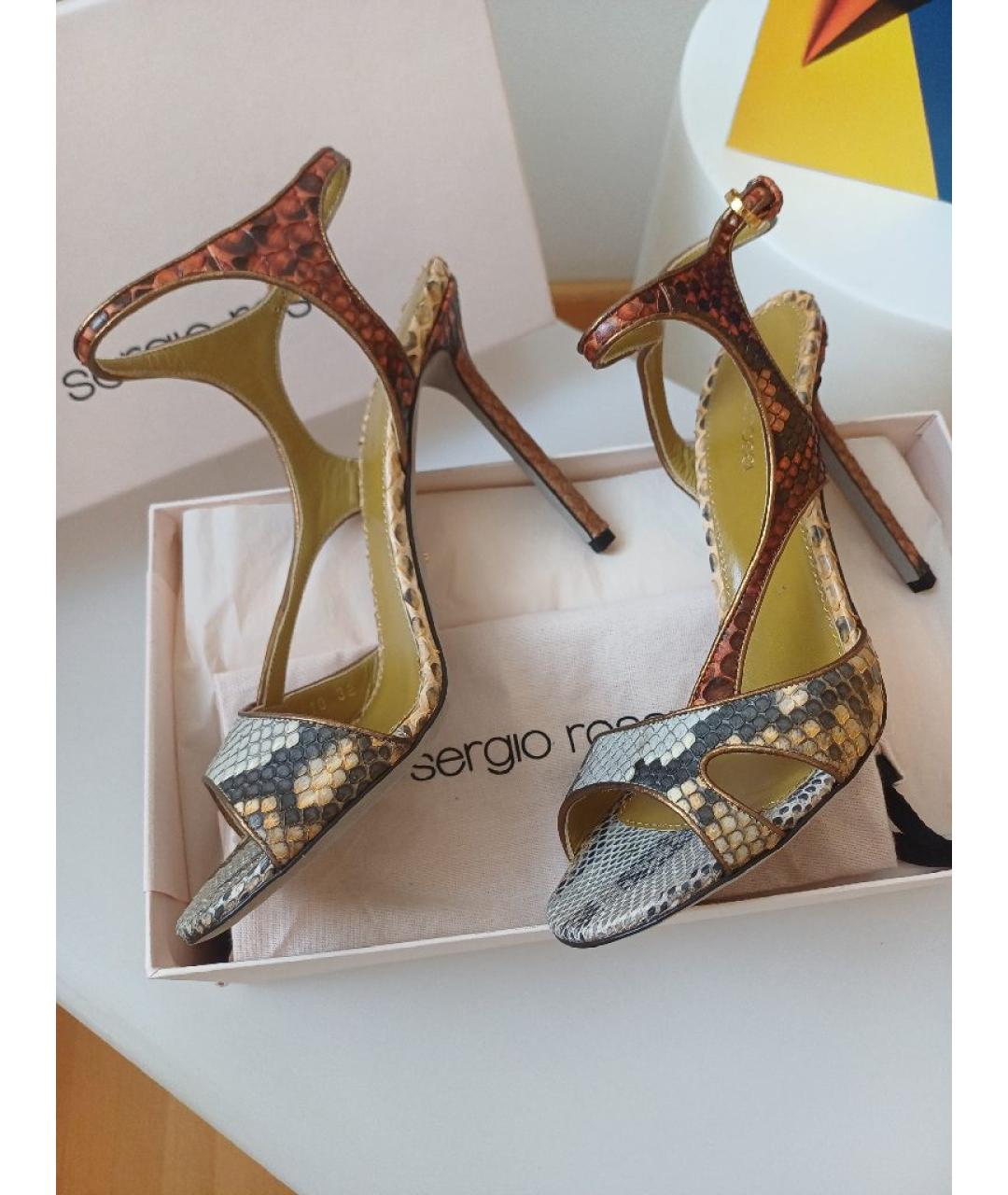 SERGIO ROSSI Мульти кожаные босоножки, фото 6