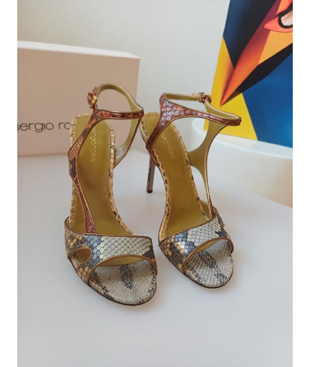 SERGIO ROSSI Мульти кожаные босоножки, фото 7