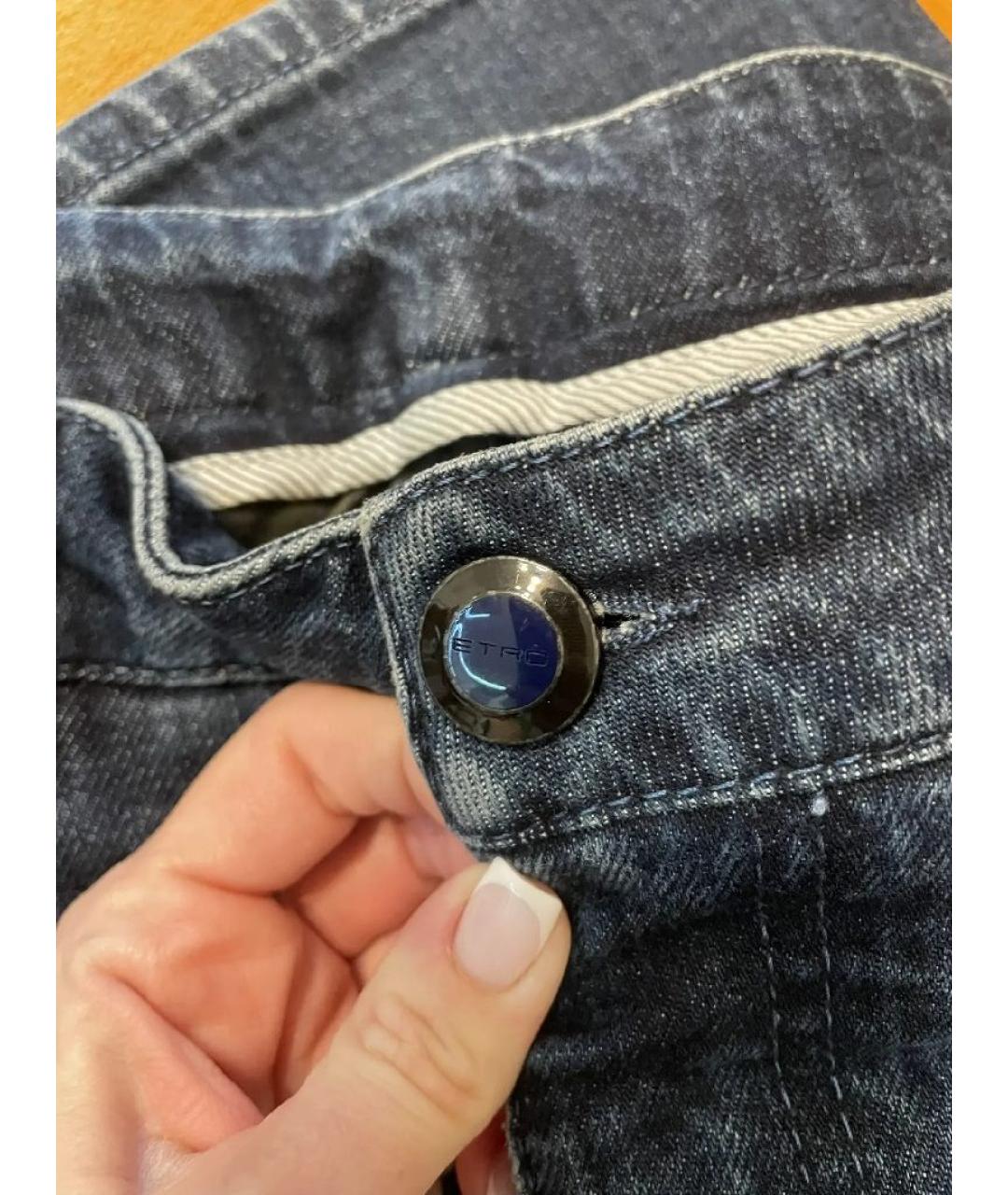 ETRO Темно-синие хлопко-полиэстеровые джинсы скинни, фото 5