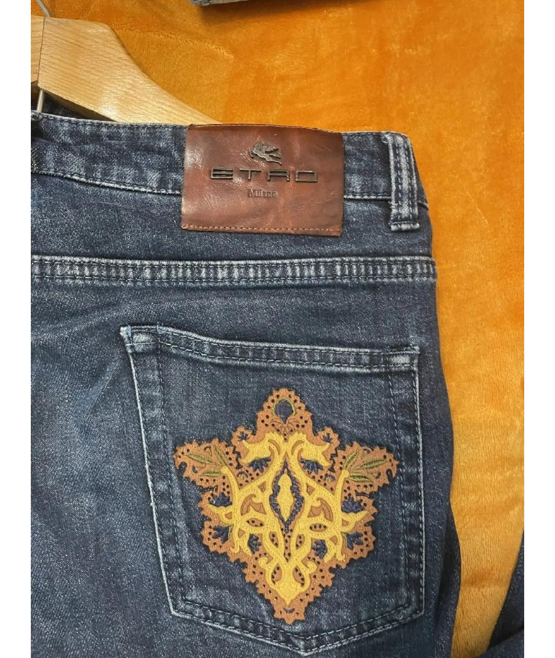 ETRO Темно-синие хлопко-полиэстеровые джинсы скинни, фото 4