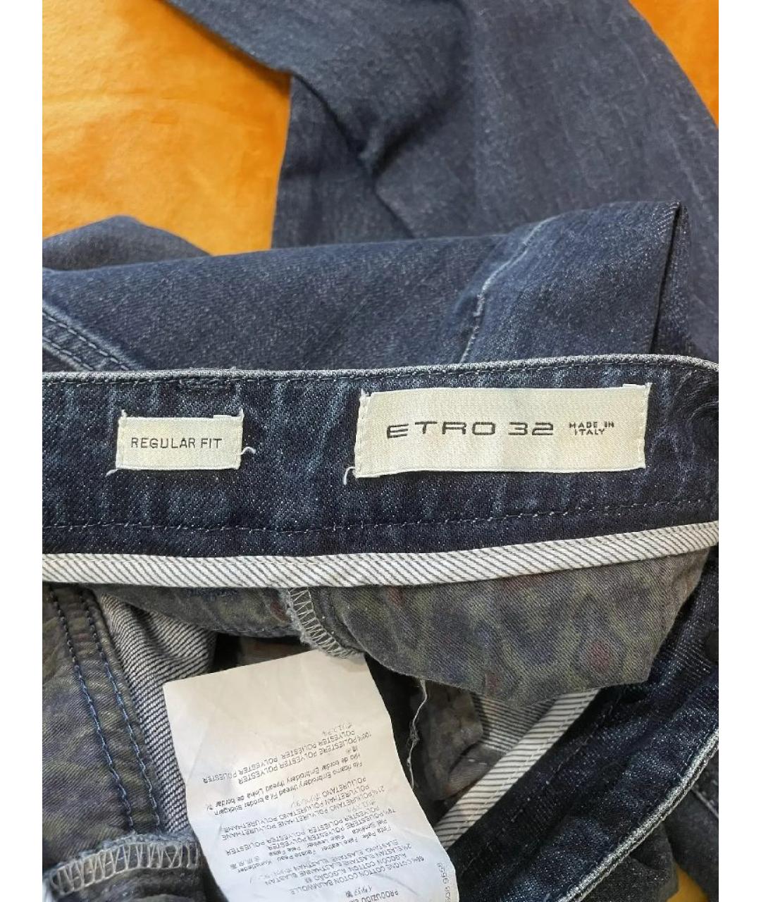 ETRO Темно-синие хлопко-полиэстеровые джинсы скинни, фото 6