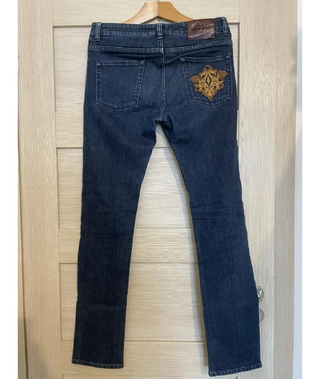 ETRO Темно-синие хлопко-полиэстеровые джинсы скинни, фото 2