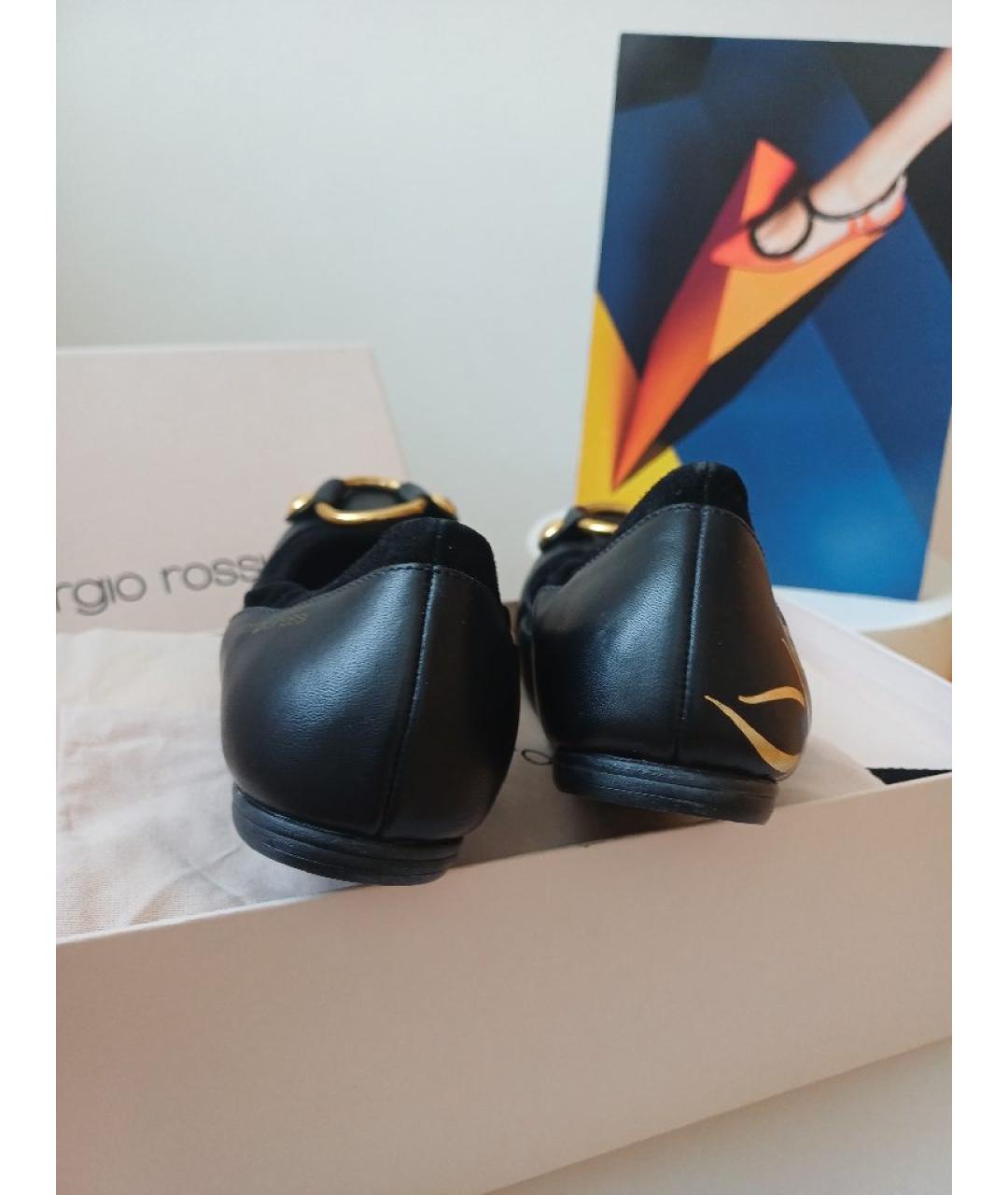 SERGIO ROSSI Черные кожаные балетки, фото 8