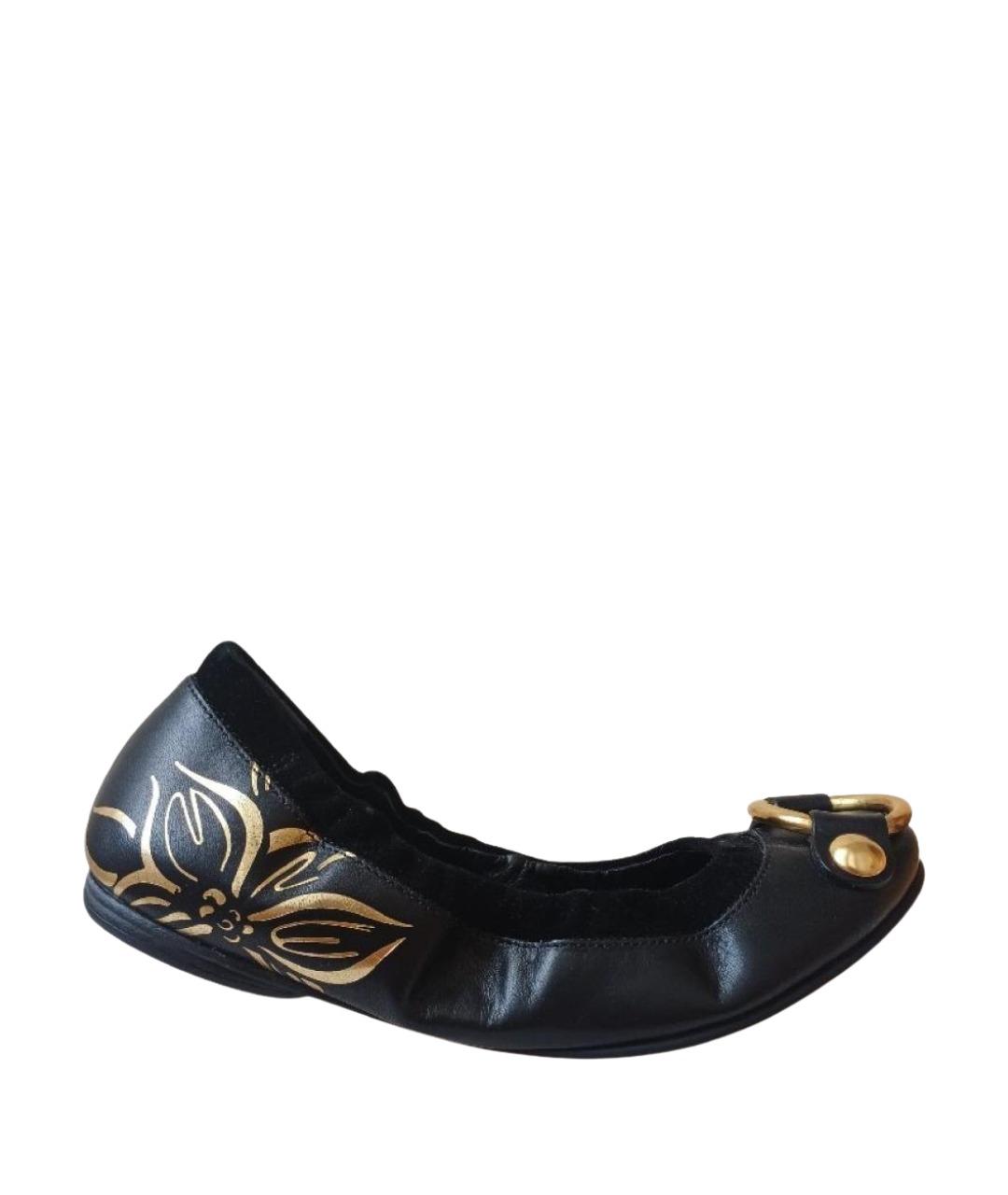 SERGIO ROSSI Черные кожаные балетки, фото 1