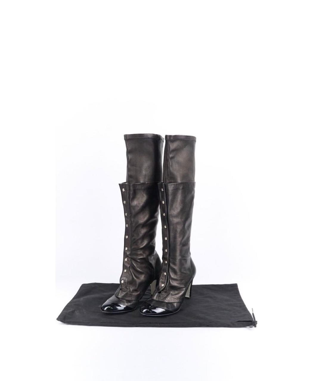 CHANEL Черные кожаные сапоги, фото 3
