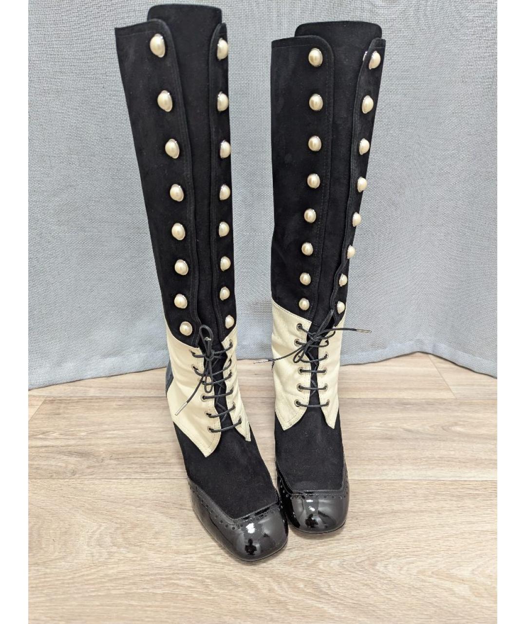 CHANEL Черные кожаные сапоги, фото 2