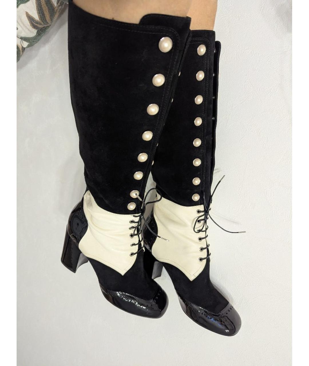 CHANEL Черные кожаные сапоги, фото 9