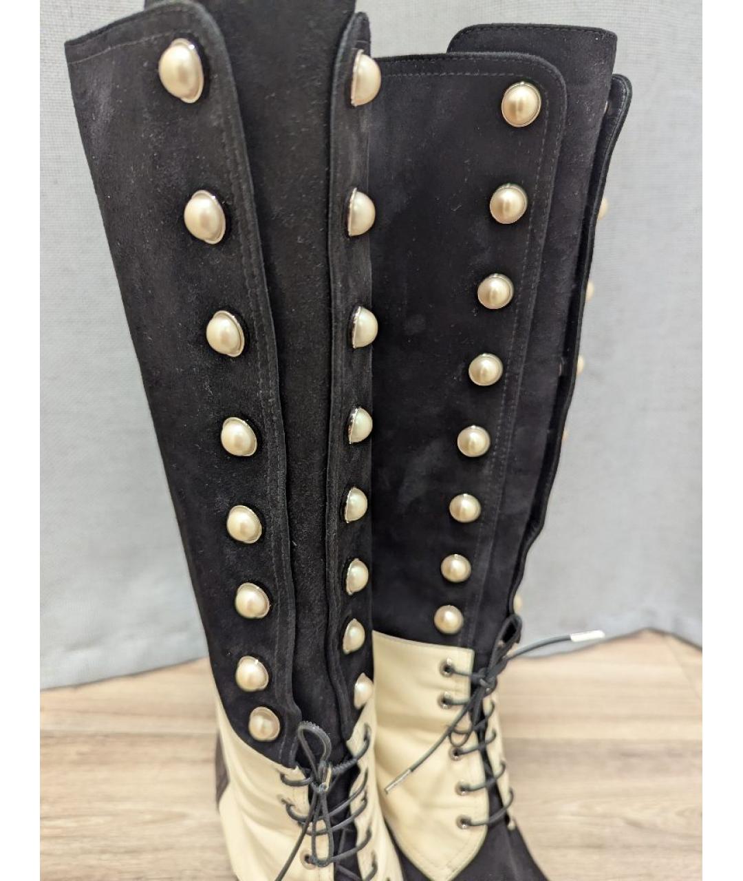 CHANEL Черные кожаные сапоги, фото 7