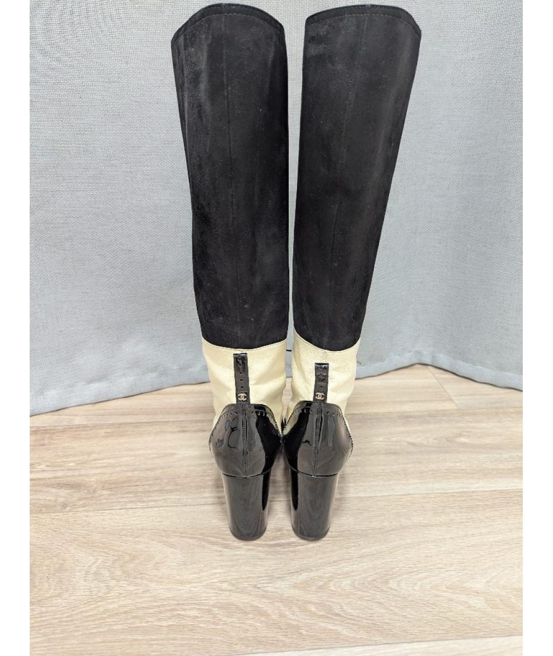 CHANEL Черные кожаные сапоги, фото 4