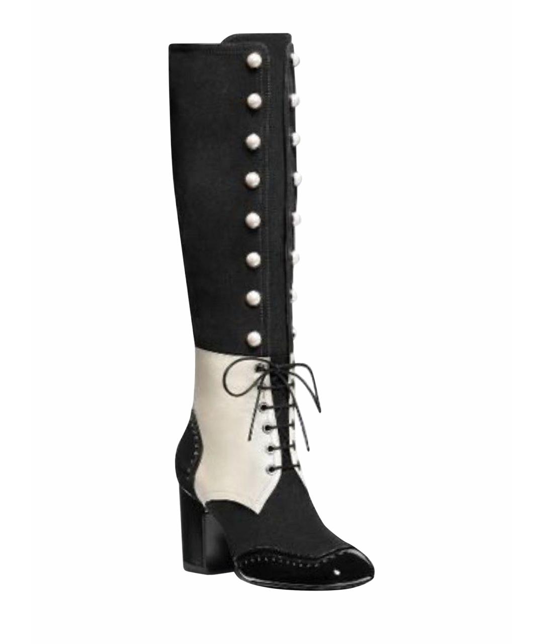 CHANEL Черные кожаные сапоги, фото 1