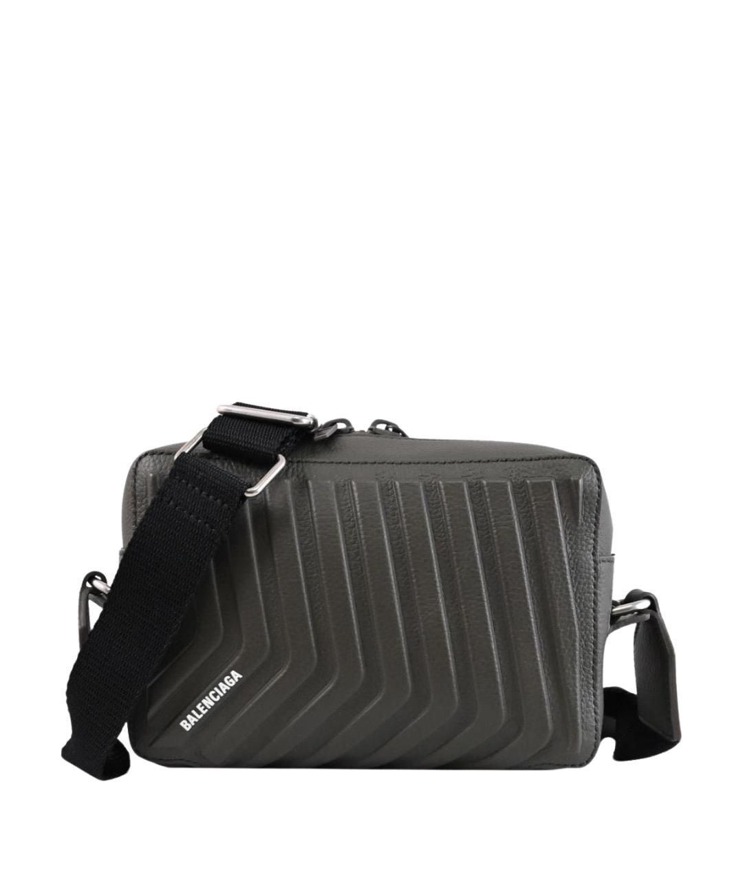 BALENCIAGA Хаки кожаная сумка на плечо, фото 1