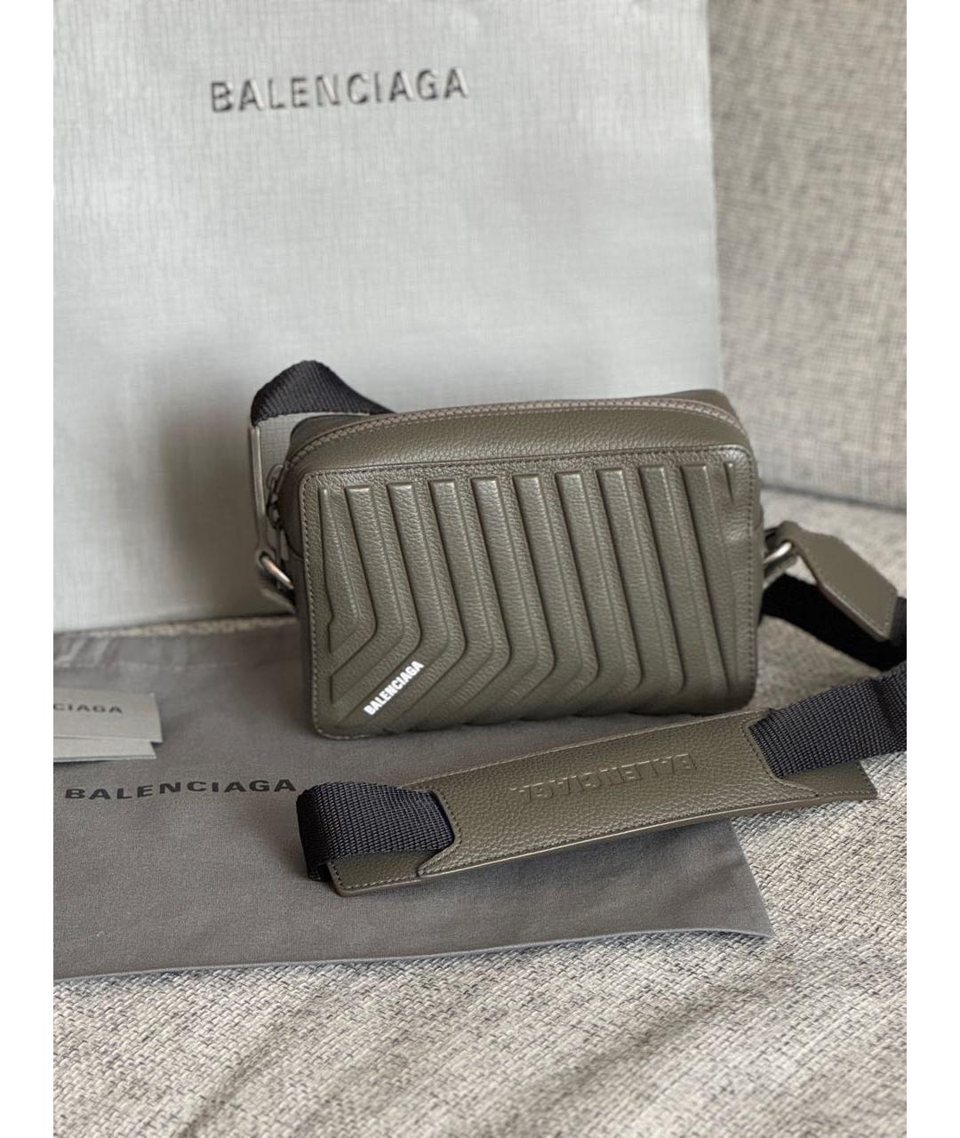 BALENCIAGA Хаки кожаная сумка на плечо, фото 2