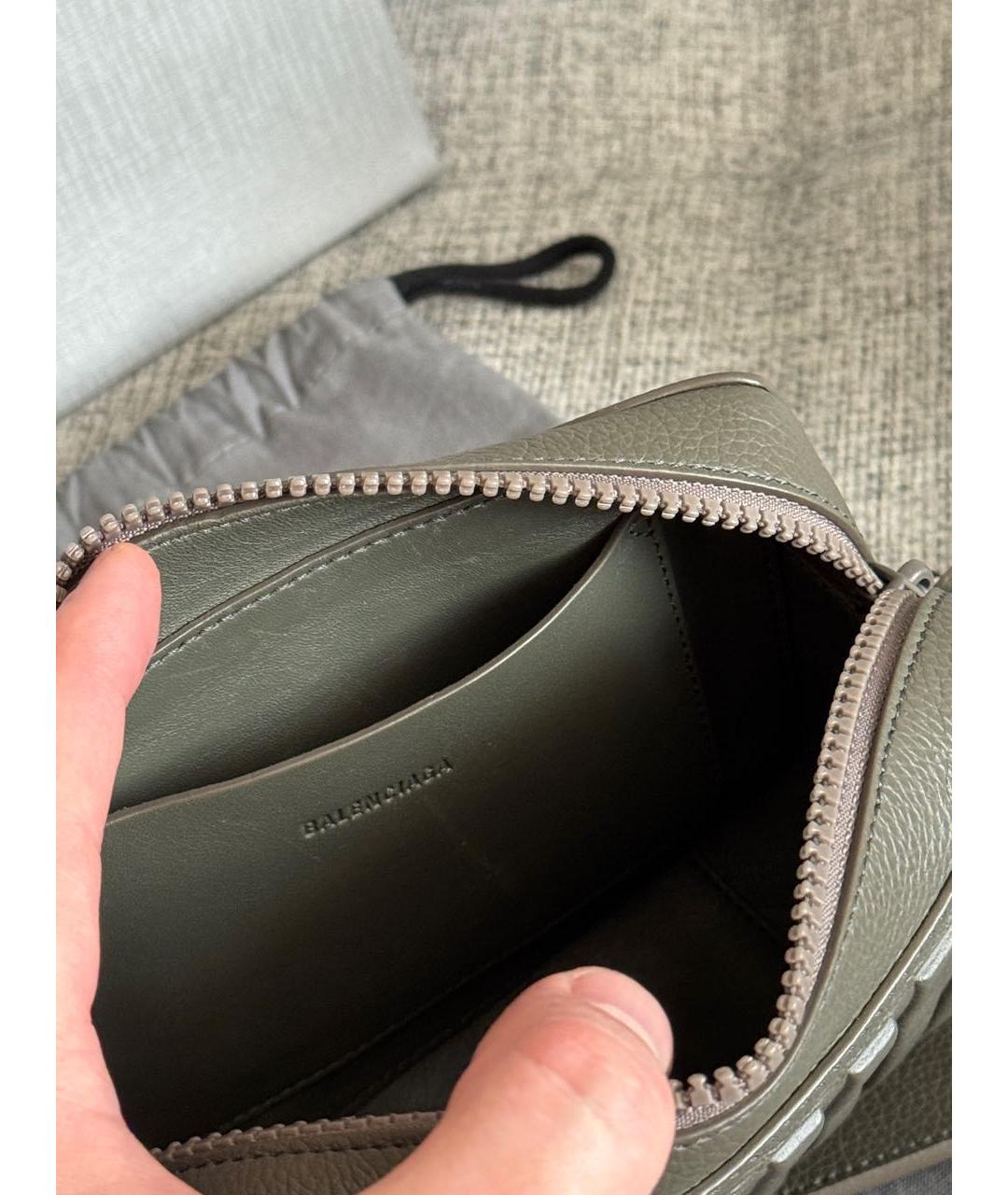 BALENCIAGA Хаки кожаная сумка на плечо, фото 7