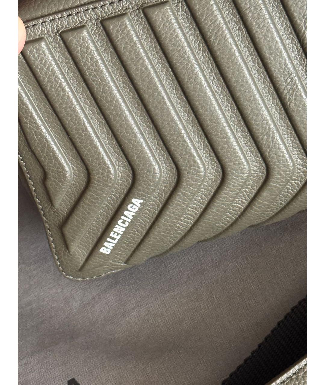 BALENCIAGA Хаки кожаная сумка на плечо, фото 4