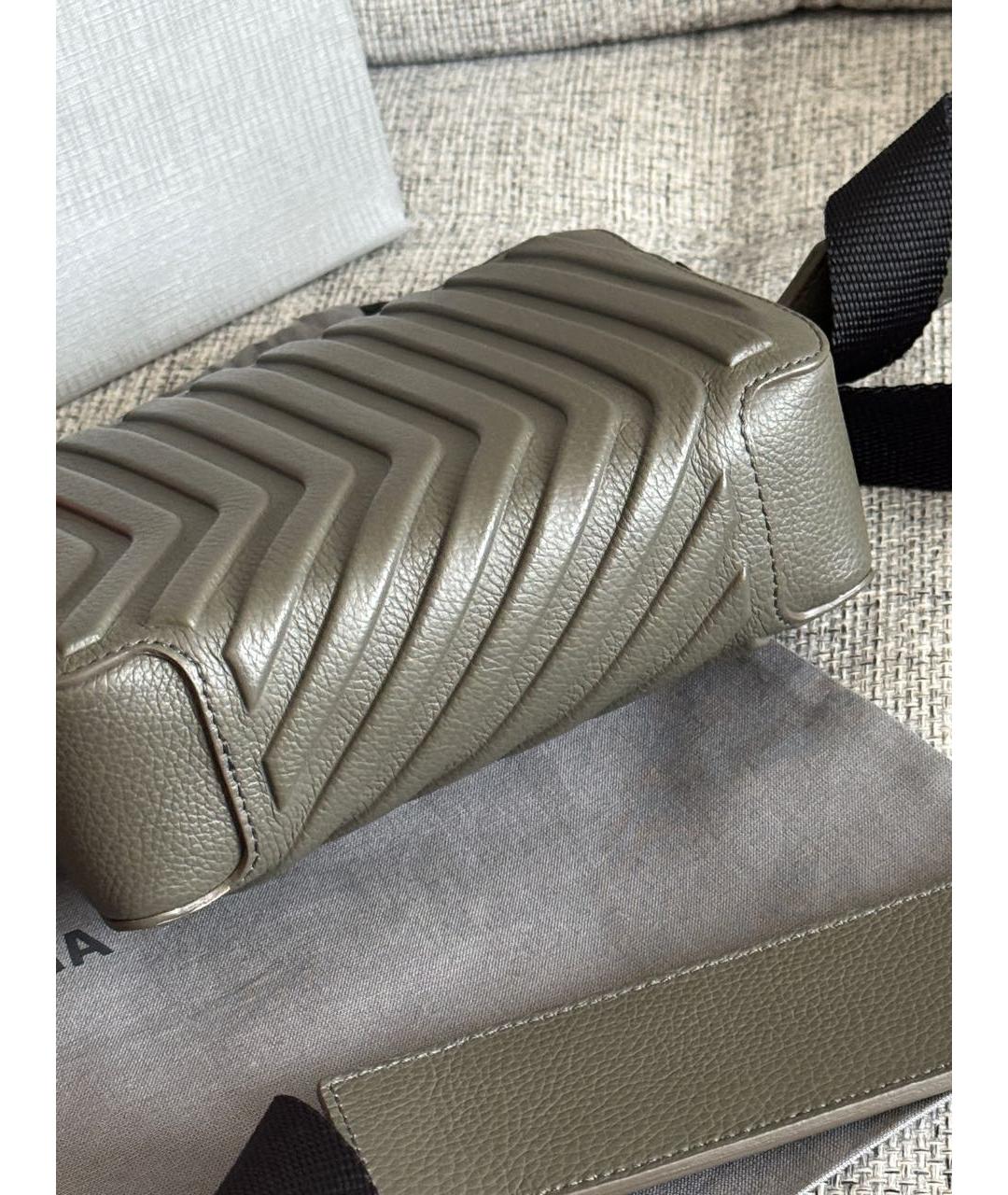 BALENCIAGA Хаки кожаная сумка на плечо, фото 6