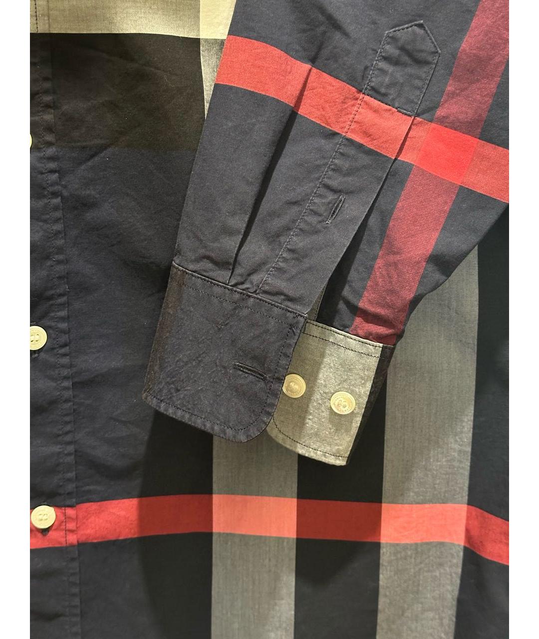 BURBERRY Темно-синяя хлопковая кэжуал рубашка, фото 4