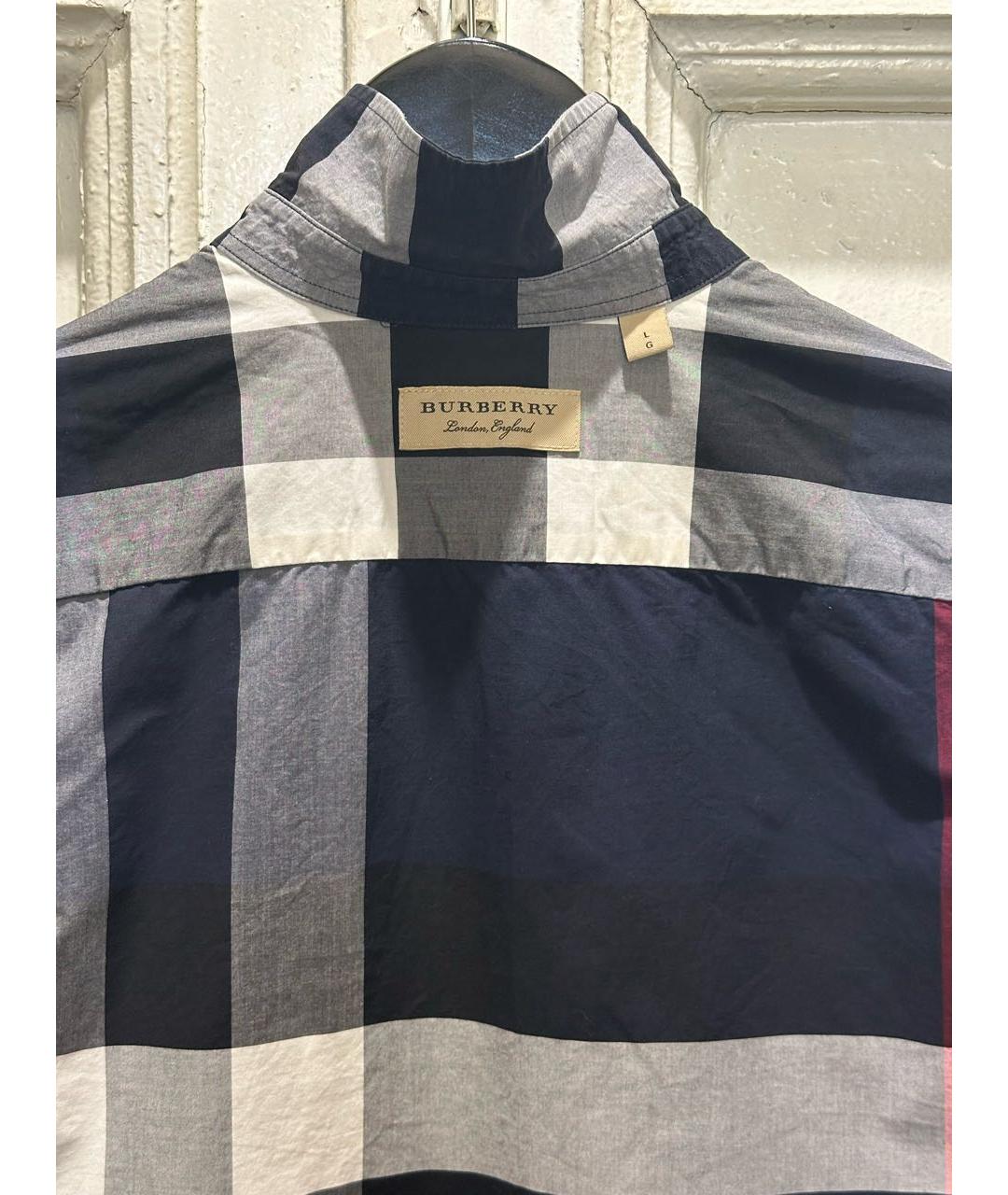 BURBERRY Темно-синяя хлопковая кэжуал рубашка, фото 3