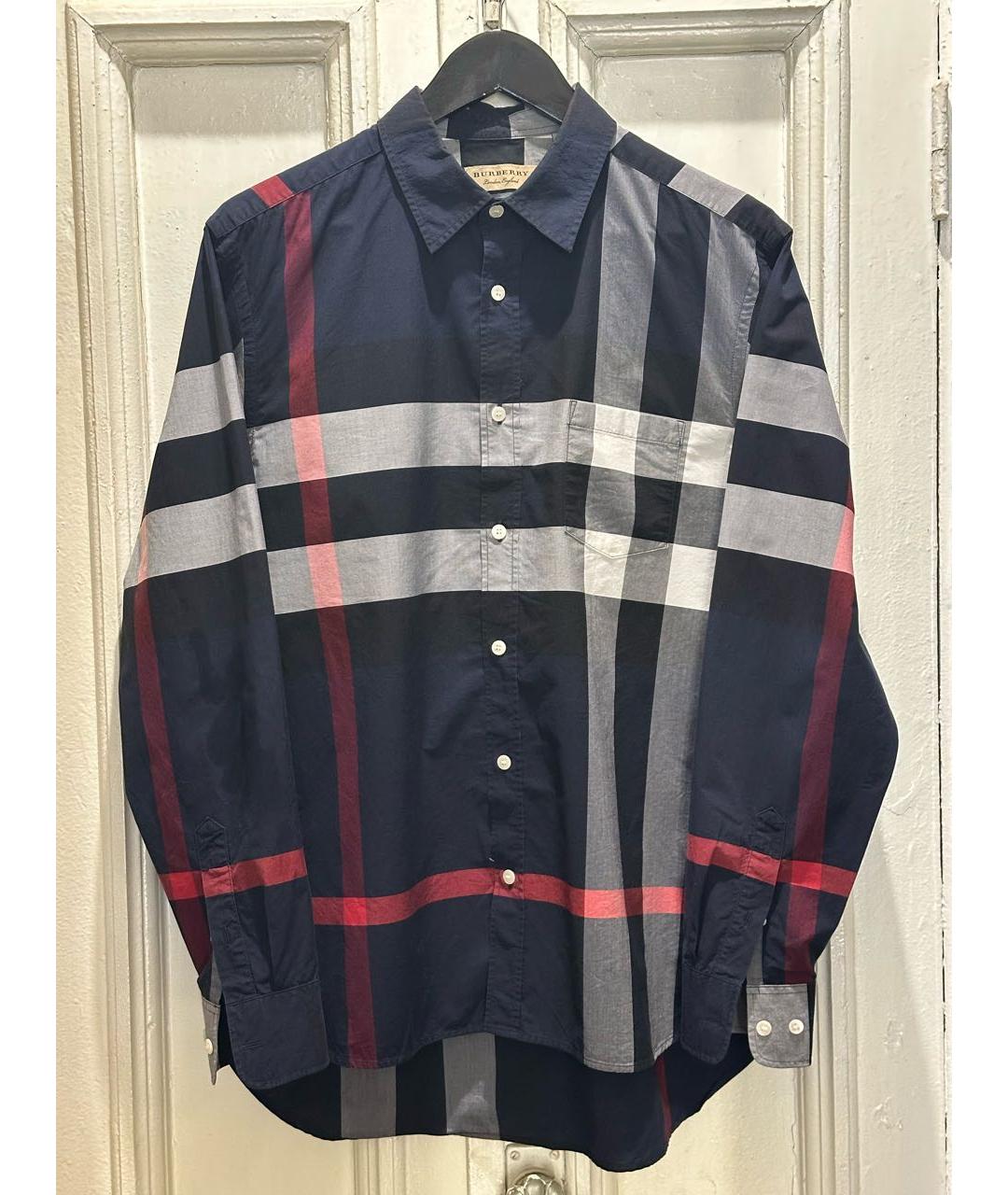 BURBERRY Темно-синяя хлопковая кэжуал рубашка, фото 7