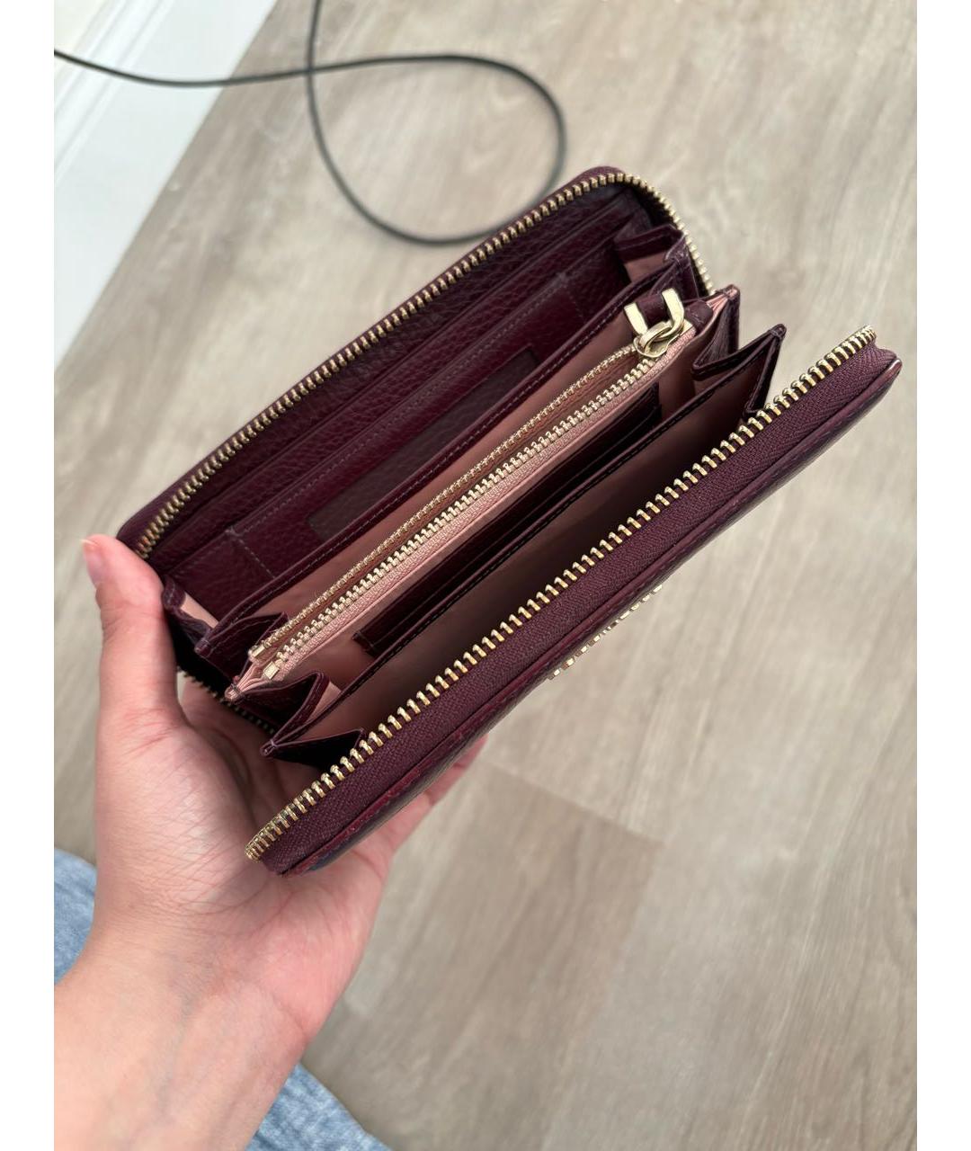 COCCINELLE Бордовый кожаный кошелек, фото 4