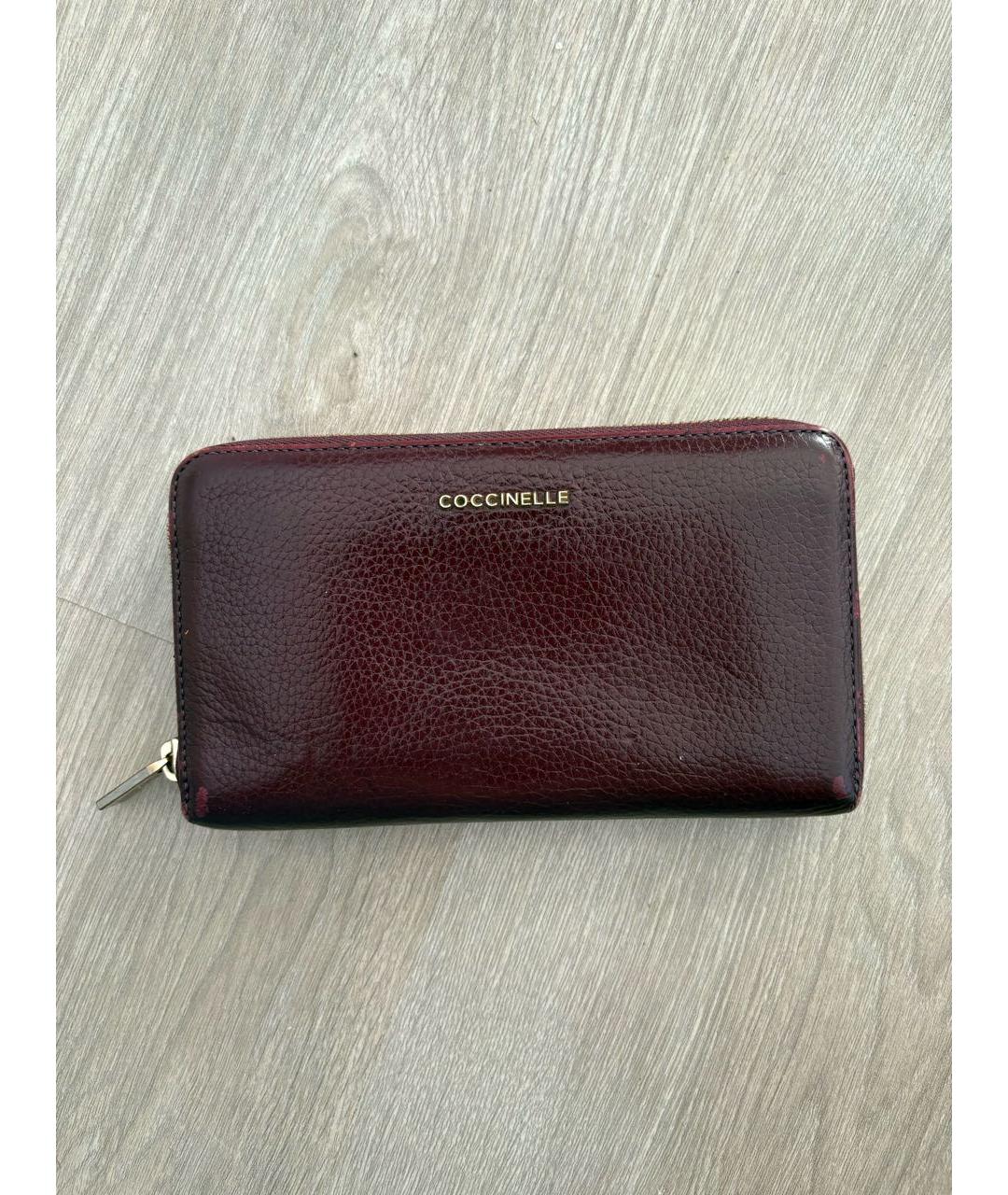 COCCINELLE Бордовый кожаный кошелек, фото 5