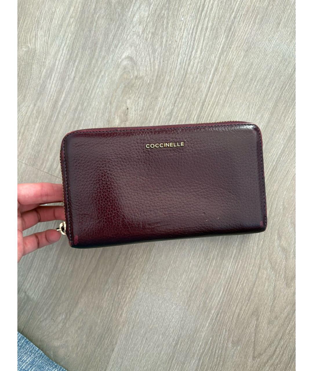 COCCINELLE Бордовый кожаный кошелек, фото 2