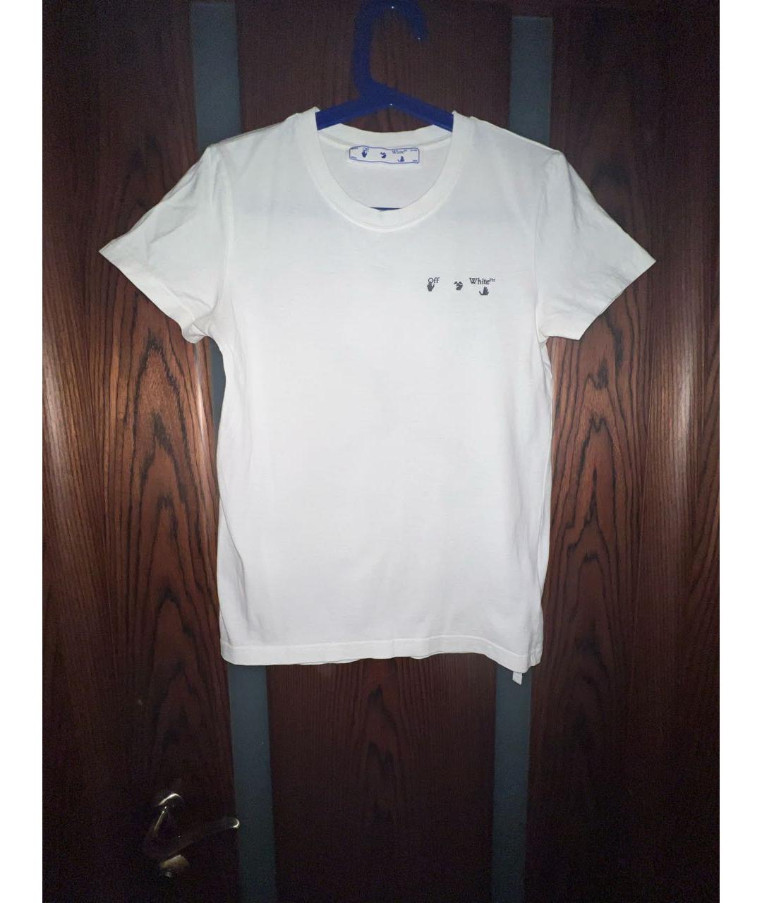 OFF-WHITE Белая хлопковая футболка, фото 7