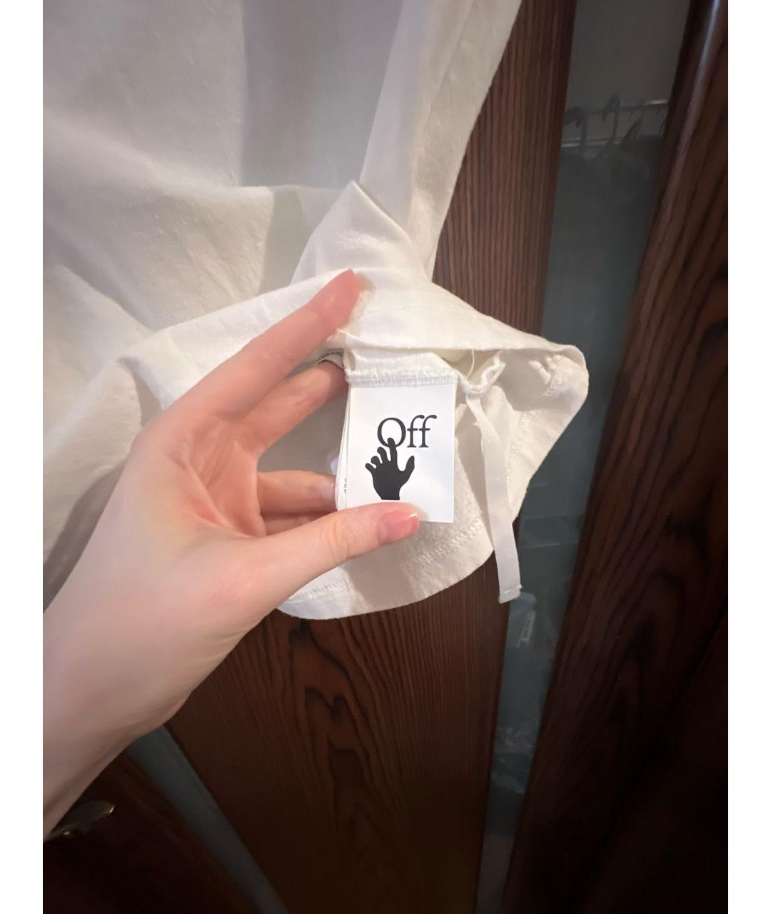 OFF-WHITE Белая хлопковая футболка, фото 6