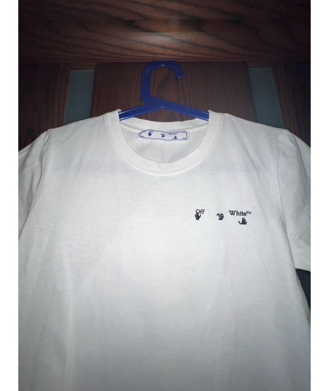 OFF-WHITE Белая хлопковая футболка, фото 3