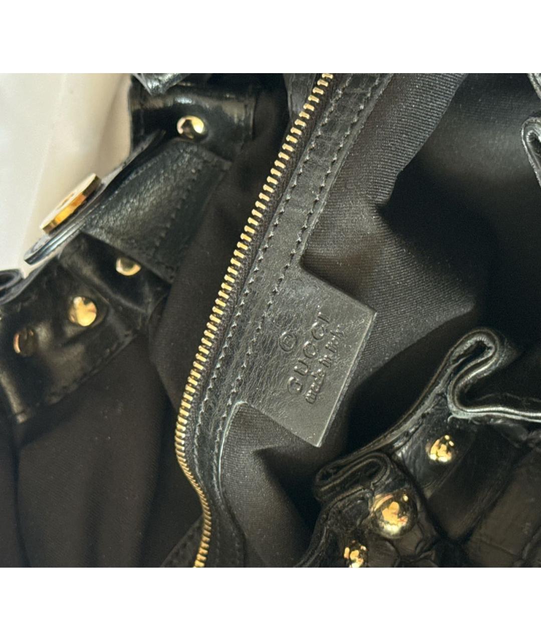 GUCCI Черная кожаная сумка тоут, фото 5