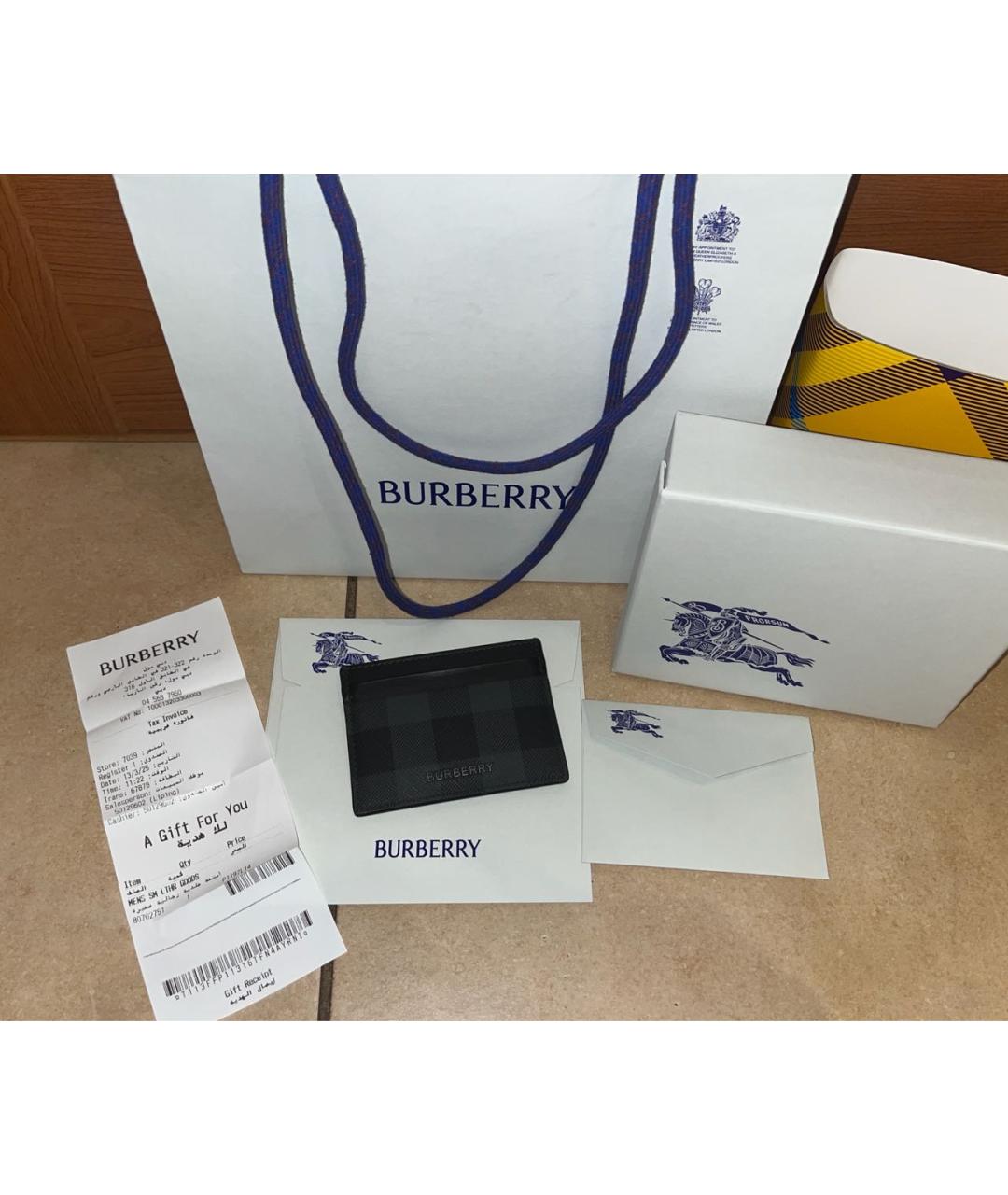 BURBERRY Антрацитовый кожаный кардхолдер, фото 4