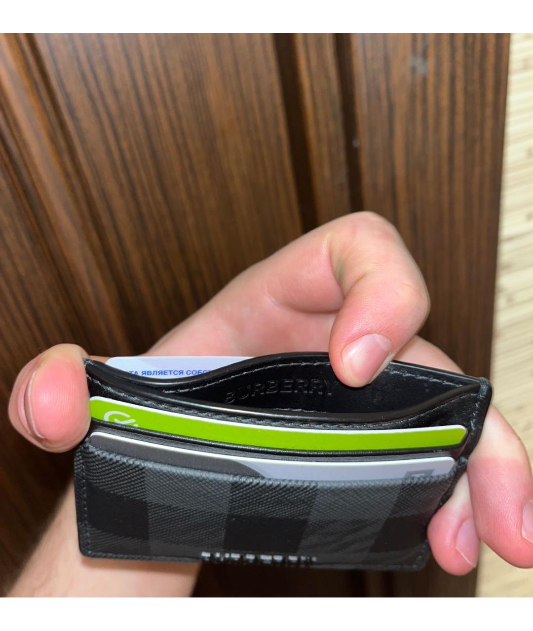 BURBERRY Антрацитовый кожаный кардхолдер, фото 3