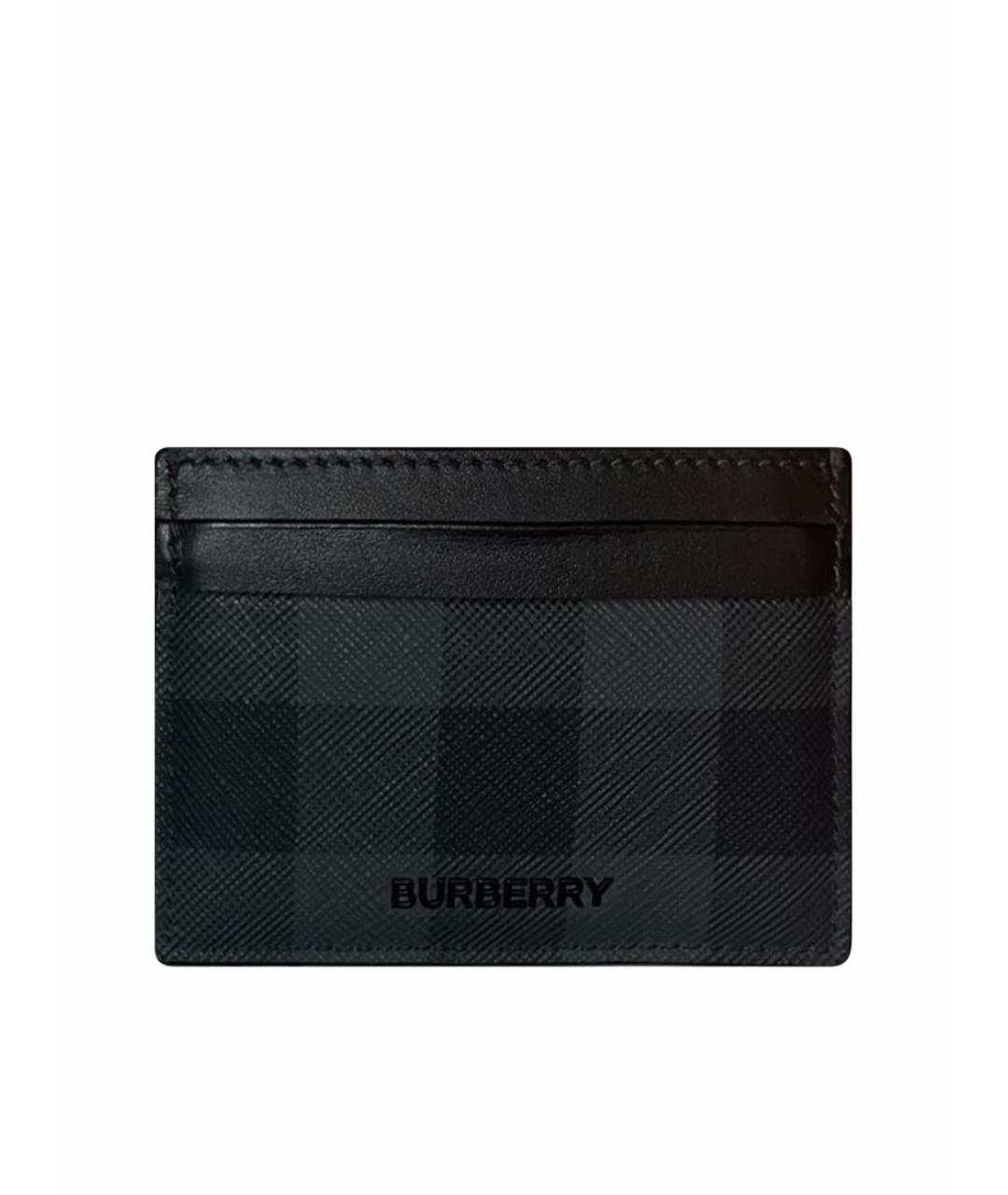 BURBERRY Антрацитовый кожаный кардхолдер, фото 1