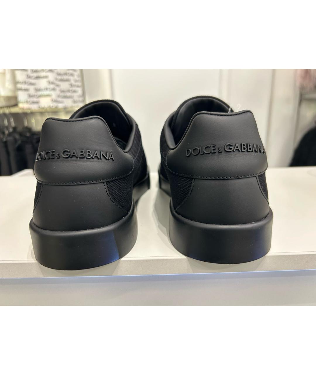 DOLCE&GABBANA Черные текстильные низкие кроссовки / кеды, фото 4