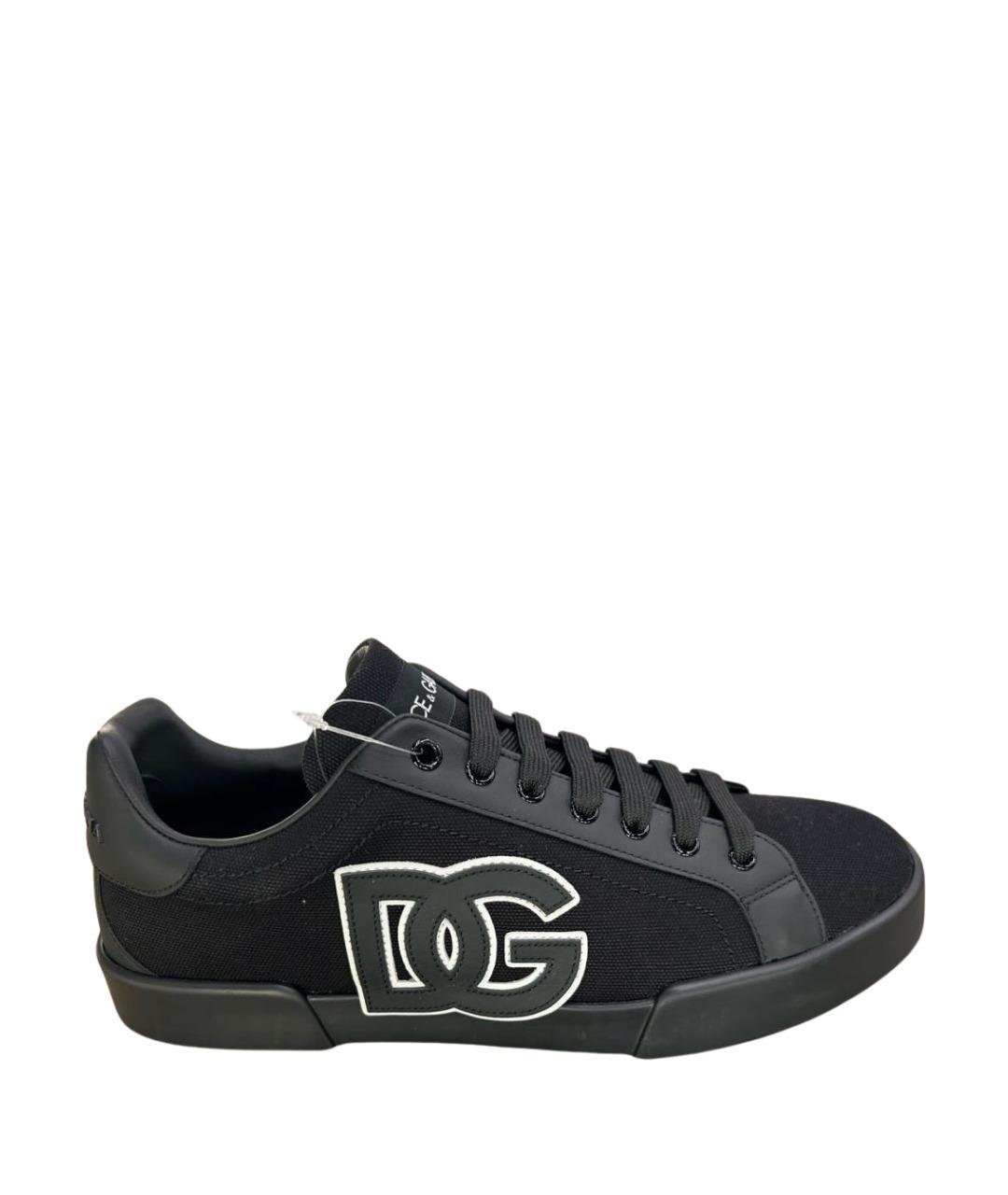 DOLCE&GABBANA Черные текстильные низкие кроссовки / кеды, фото 1