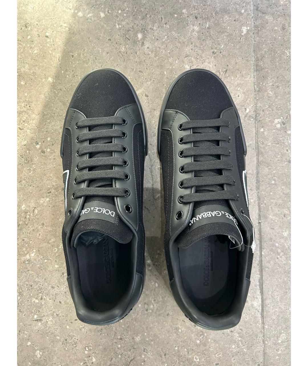 DOLCE&GABBANA Черные текстильные низкие кроссовки / кеды, фото 3