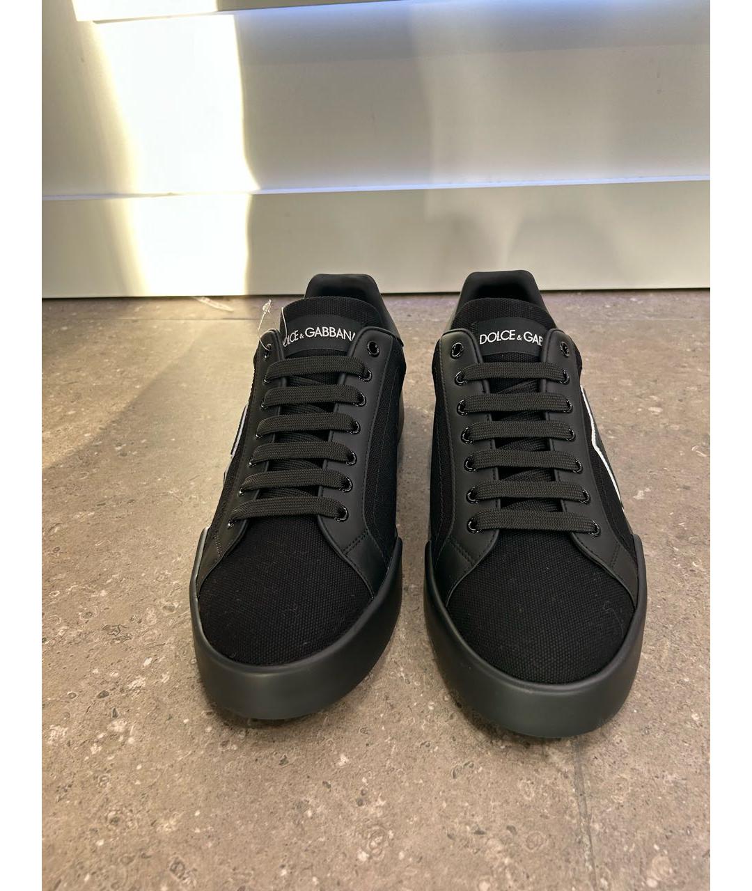 DOLCE&GABBANA Черные текстильные низкие кроссовки / кеды, фото 2