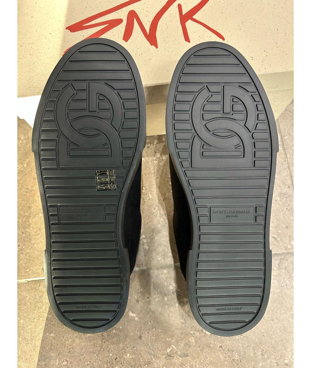 DOLCE&GABBANA Черные текстильные низкие кроссовки / кеды, фото 8