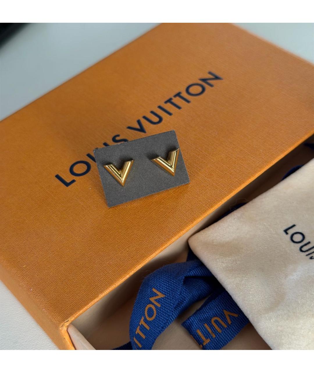 LOUIS VUITTON Золотые латунные серьги, фото 2