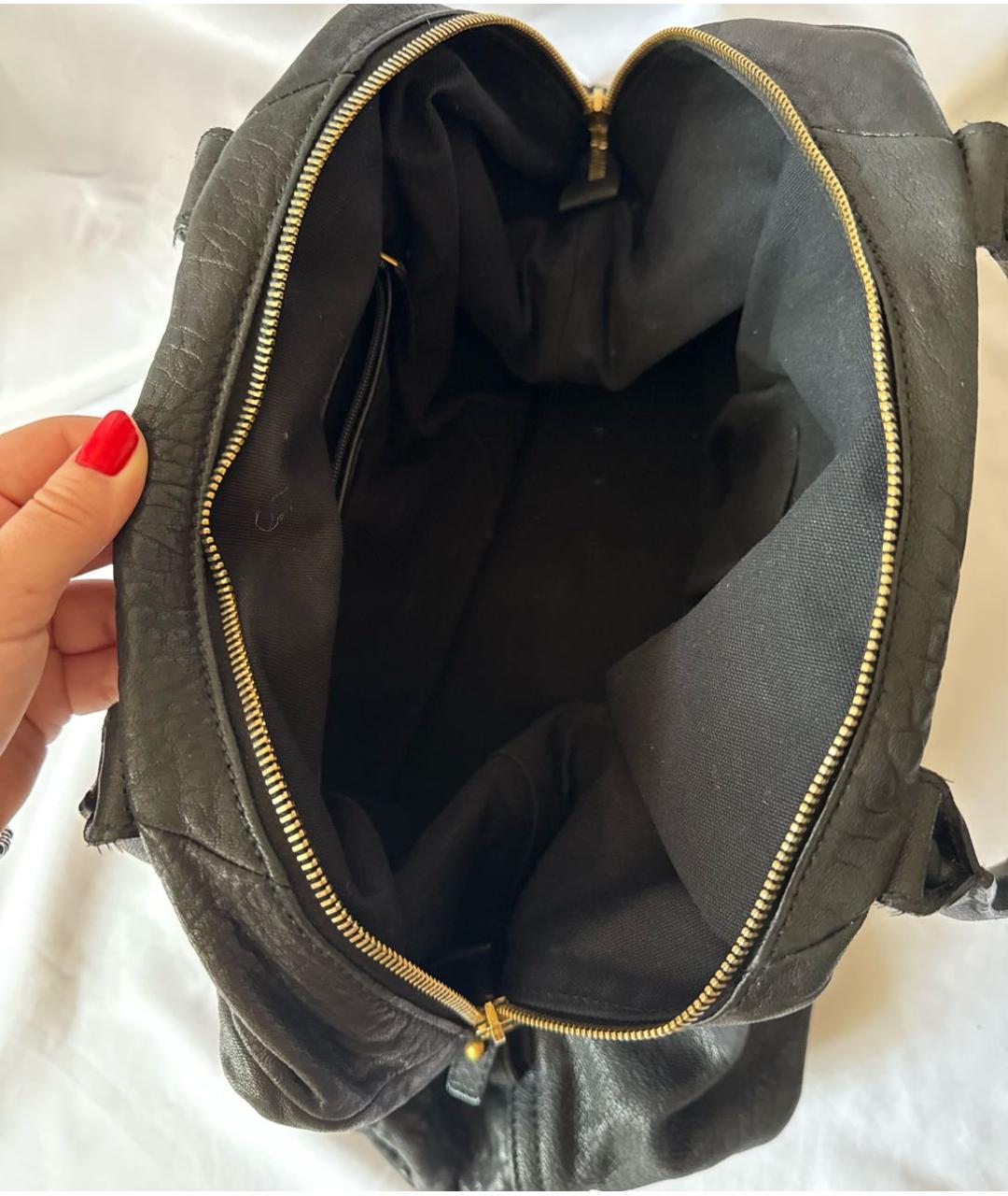 SAINT LAURENT Черная кожаная сумка с короткими ручками, фото 7