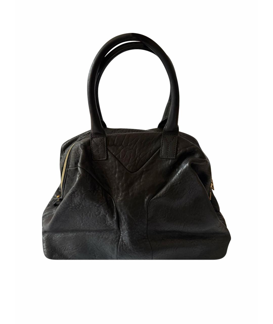 SAINT LAURENT Черная кожаная сумка с короткими ручками, фото 1