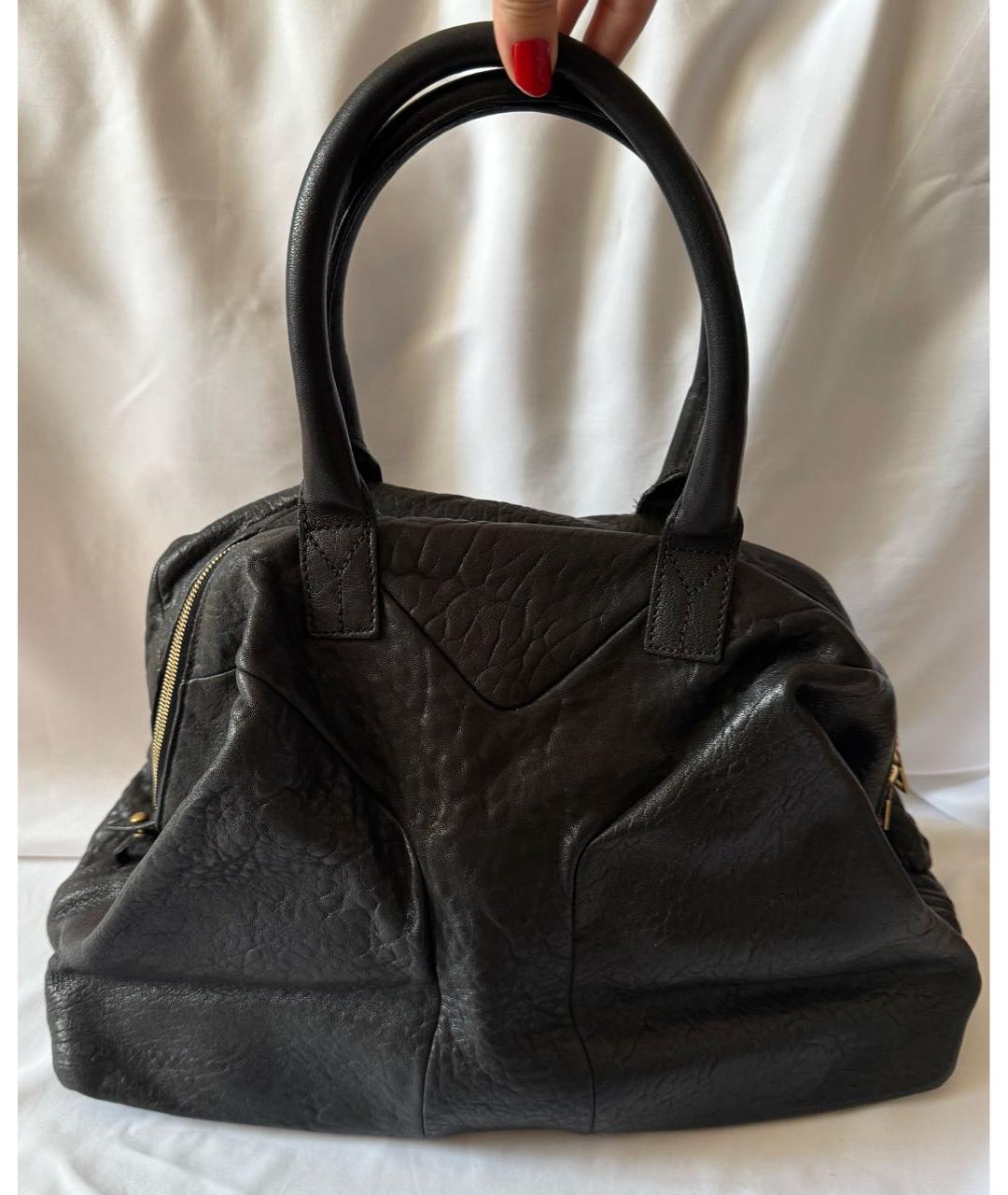 SAINT LAURENT Черная кожаная сумка с короткими ручками, фото 9