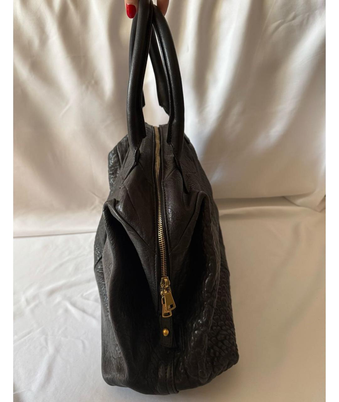 SAINT LAURENT Черная кожаная сумка с короткими ручками, фото 2