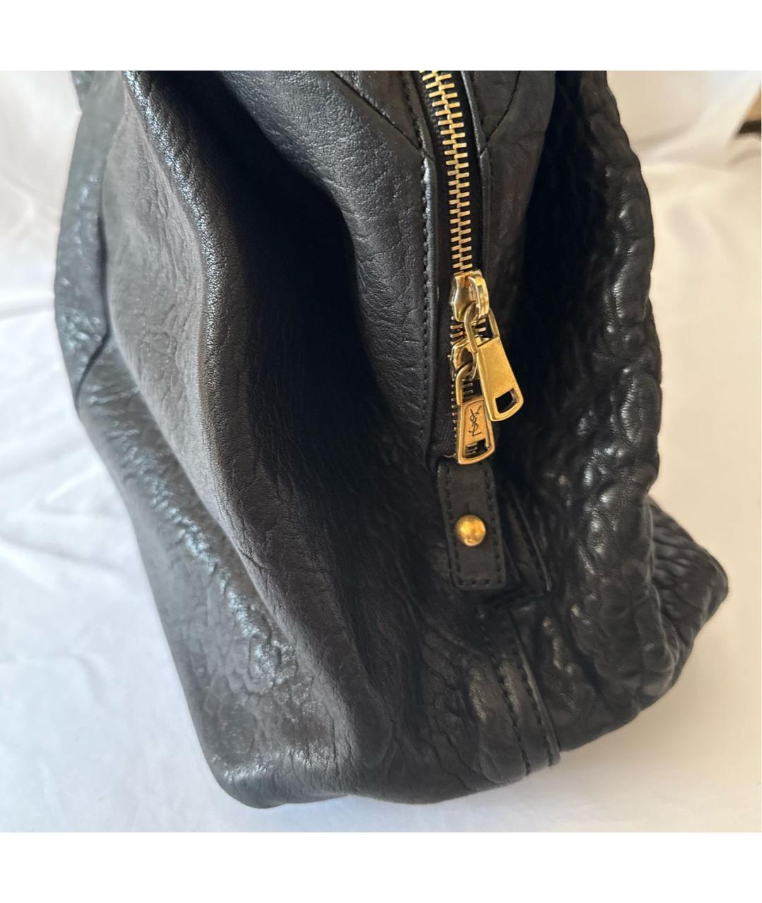 SAINT LAURENT Черная кожаная сумка с короткими ручками, фото 3
