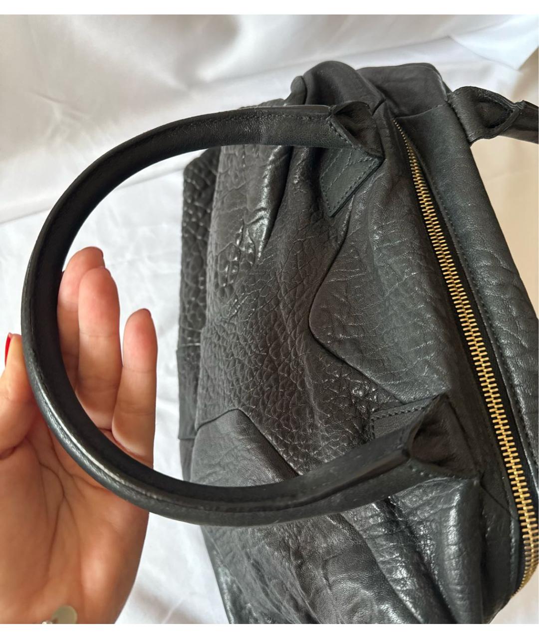 SAINT LAURENT Черная кожаная сумка с короткими ручками, фото 5