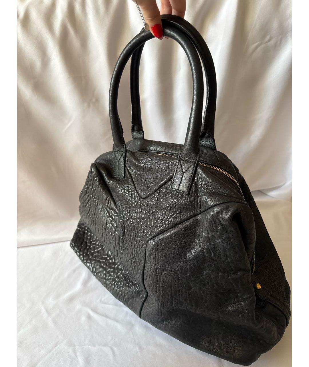 SAINT LAURENT Черная кожаная сумка с короткими ручками, фото 4